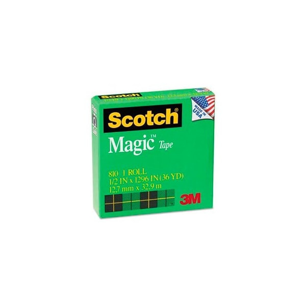 Scotch Magic Invisible Tape, 1/2" x 1296", 1" Core, 1 Roll